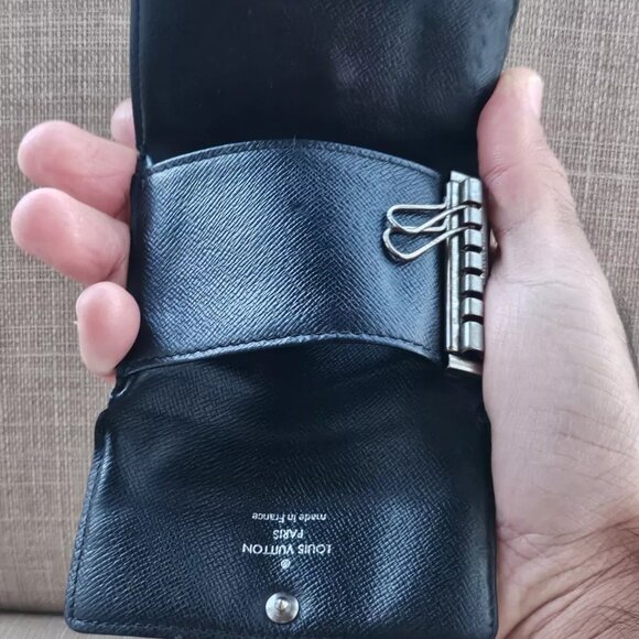 Louis Vuitton Paris Keychain Keyfob BlackGray Leather Key Holder Made in France - Picture 4 of 12